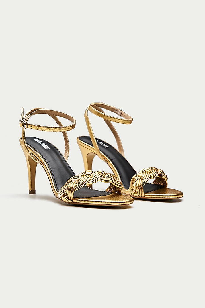 Gold Genuine Leather Stiletto Heels by Oroh at Pernia's Pop Up Shop